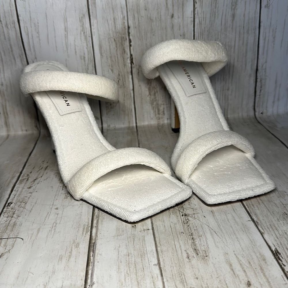 Good American White Terry‎ Double Band High Heel Slip on size 8.5